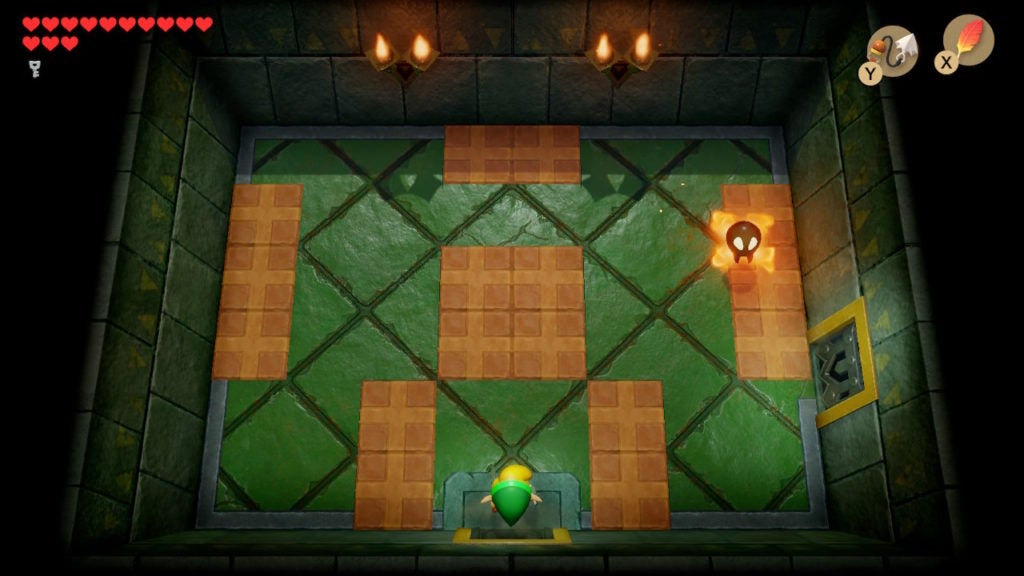 Link in a room with many orange tiles and 1 Bubble.