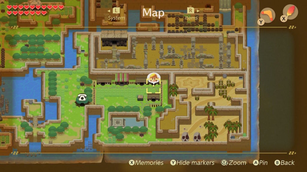 The map showing that Link is inside the northeast house of Animal Village.