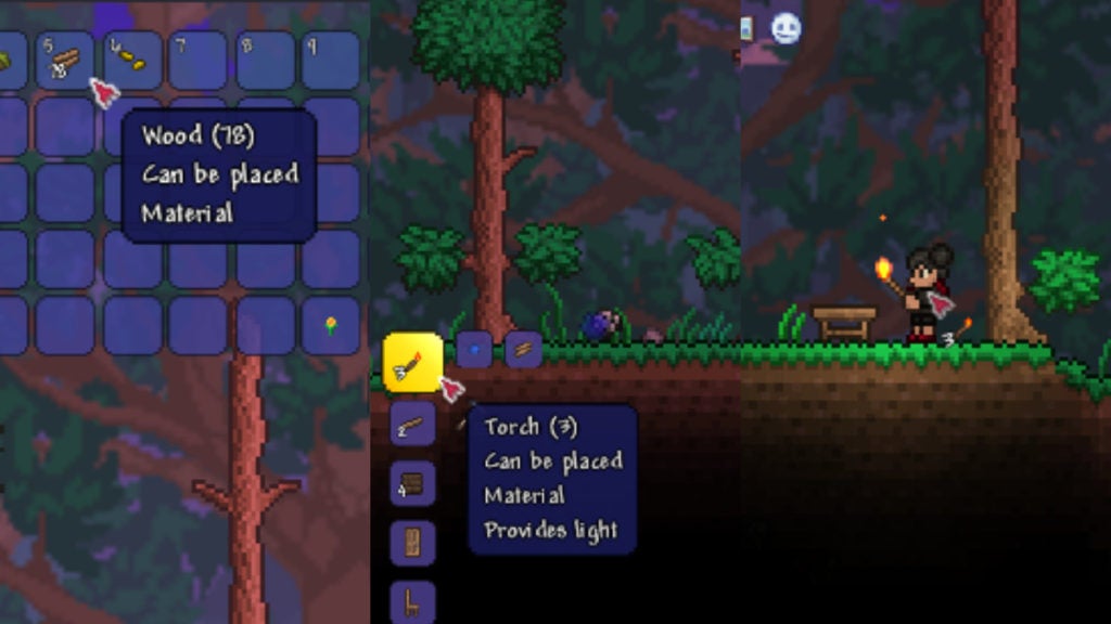 A player making Torch in Terraria.