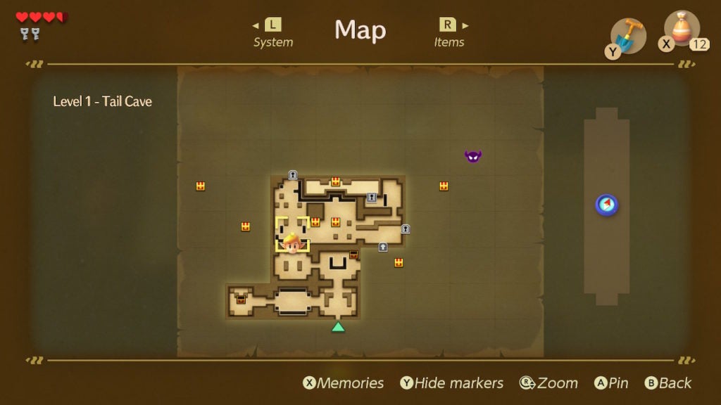 The biggest room in the center of the dungeon viewed on the map.