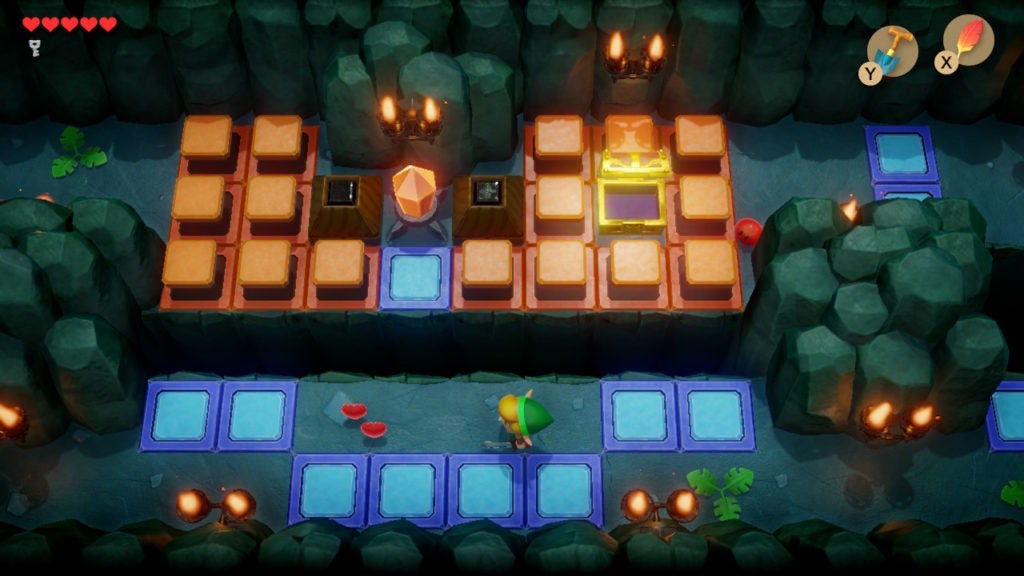 A room with a switch and a chest that held a small key.
