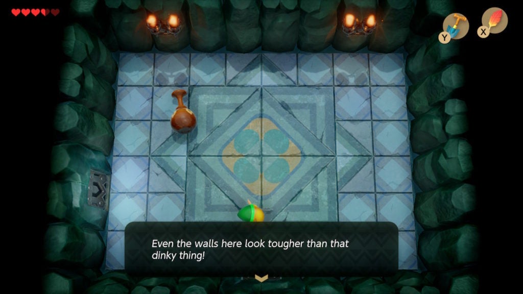 Genie in their bottle taunting Link while also giving him a hint.