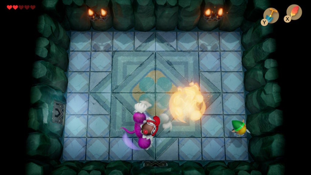 Genie throwing a large fireball at the player.