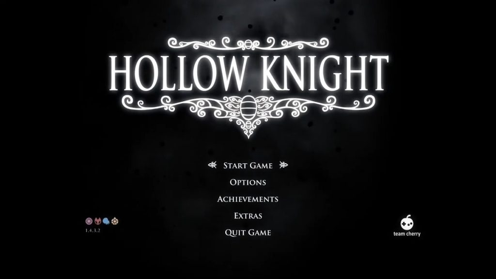 Hollow Knight's main menu.