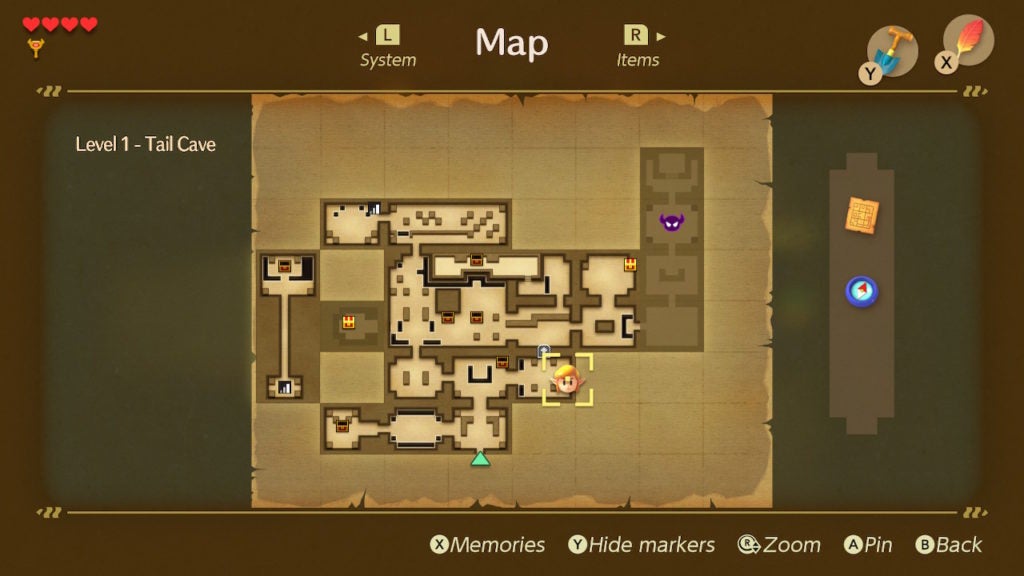 Looking at the map with the dungeon map showing all enterable rooms.