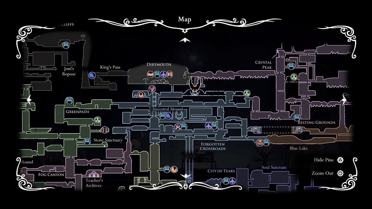 The map of Hollow Knight.
