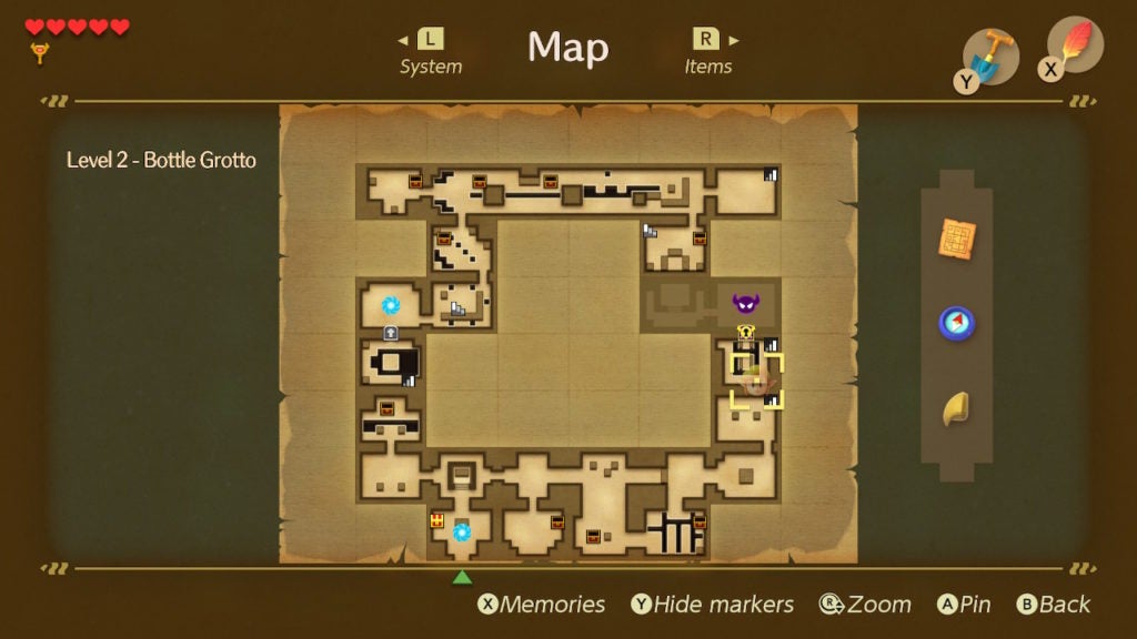 The map showing the player in the room right in front of the nightmare's lair.