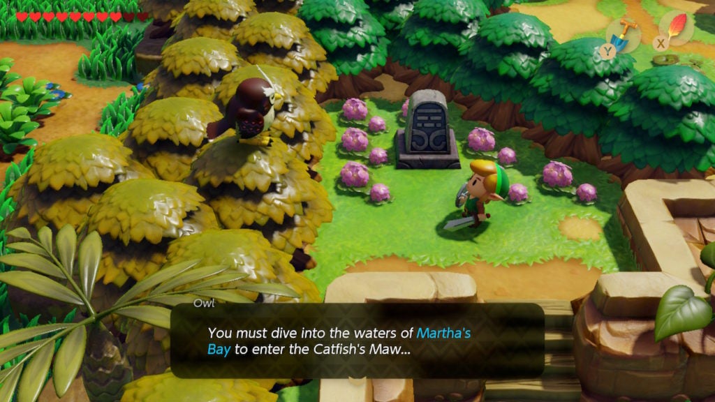 The wise Owl showing up at the Pink Ghost's grave to remind Link that he needs to go to Martha's Bay next.