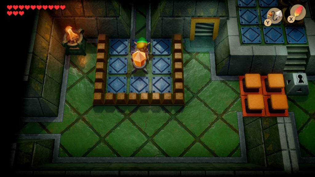Link in a room with a Switch within a fenced area.