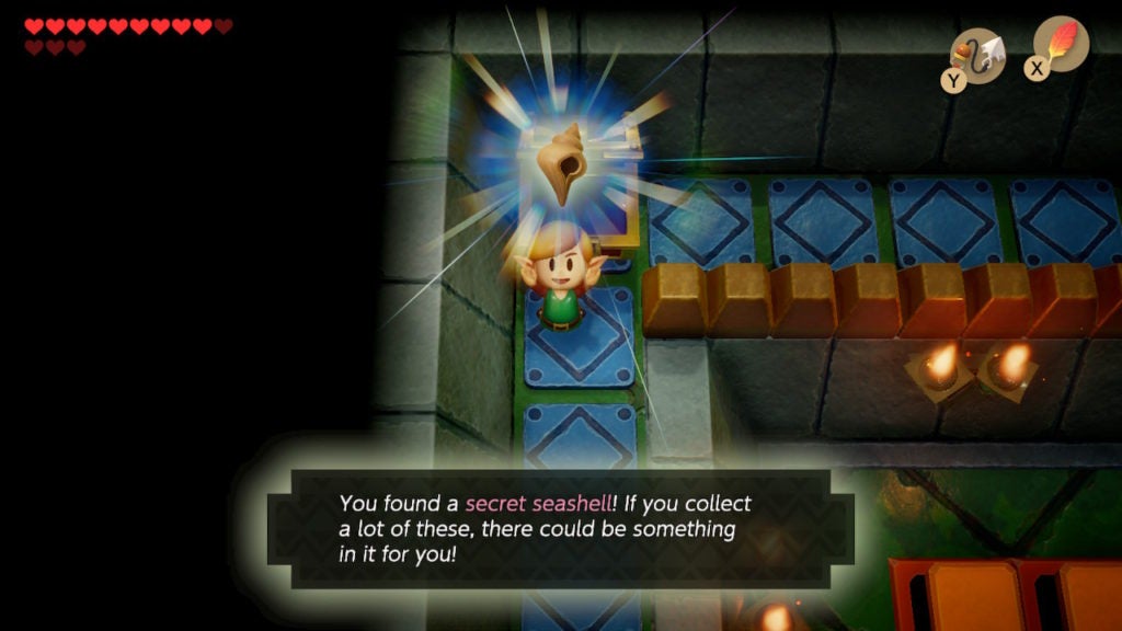 Link holding up a Secret Seashell.