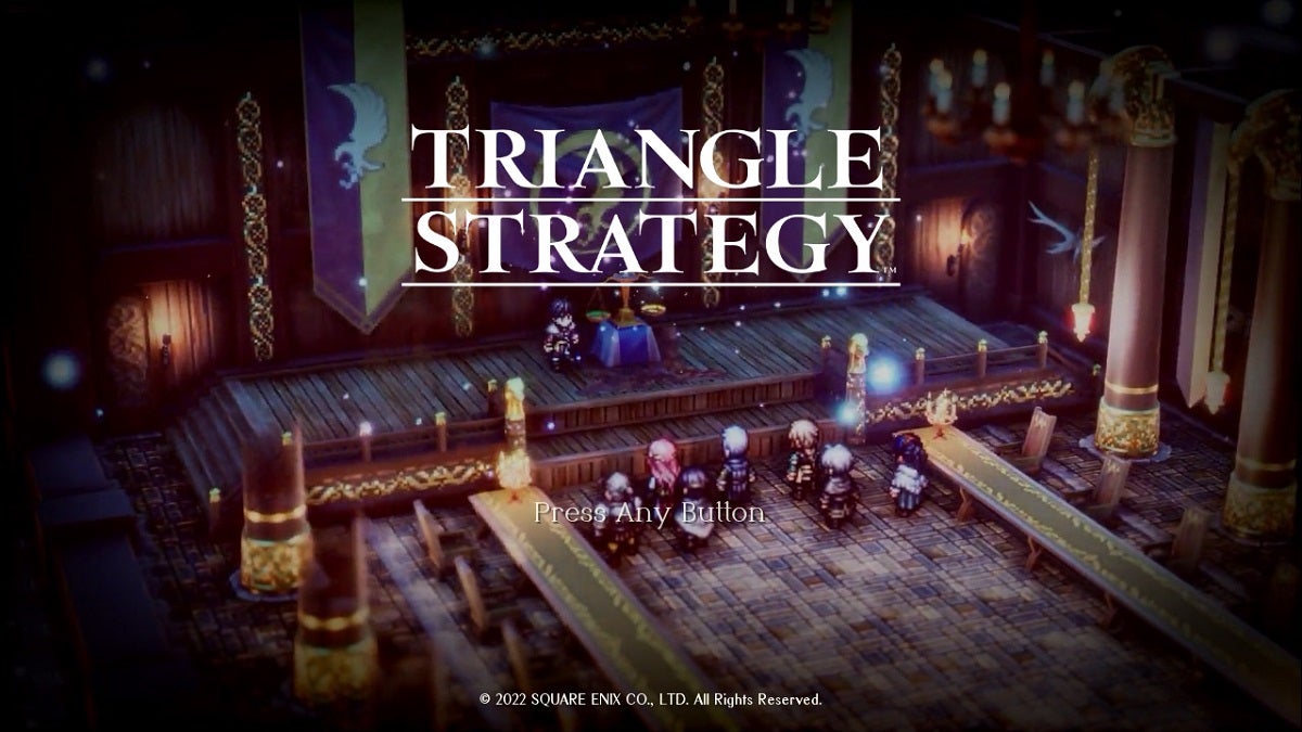 The Triangle Strategy title screen.