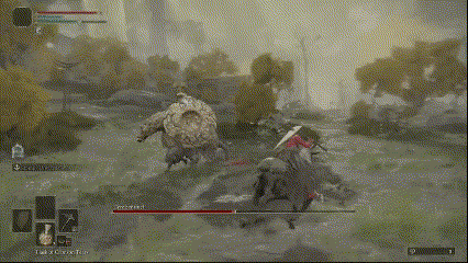 The player staggering the boss and then attacking them repeatedly. 