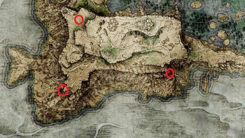 The location of the three wise turtles around Chelona's Rise.