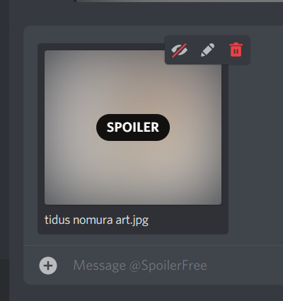 An image tagged as a spoiler in Discord.