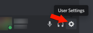 The location of the "User Settings" icon, indicated by a red arrow.