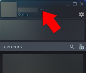 The drop down menu is being pointed at by a red arrow on the Friends page.