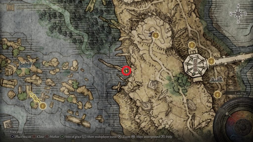 The location of Land Squirt Ashes in Elden Ring.