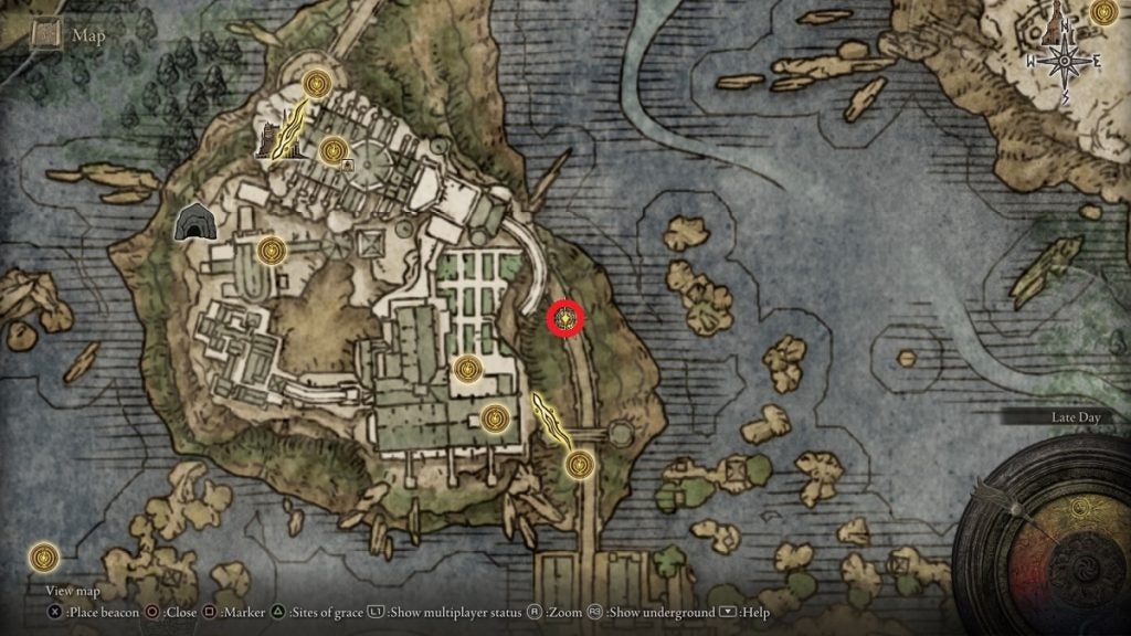 The location of an Isolated Merchant in Liurnia.