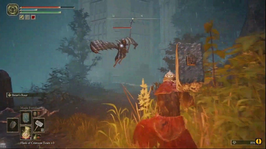 The player fighting an enemy that looks like a small, winged humanoid.