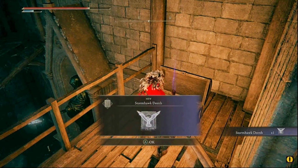 The player finding the ashes of a summonable hawk in a chest.