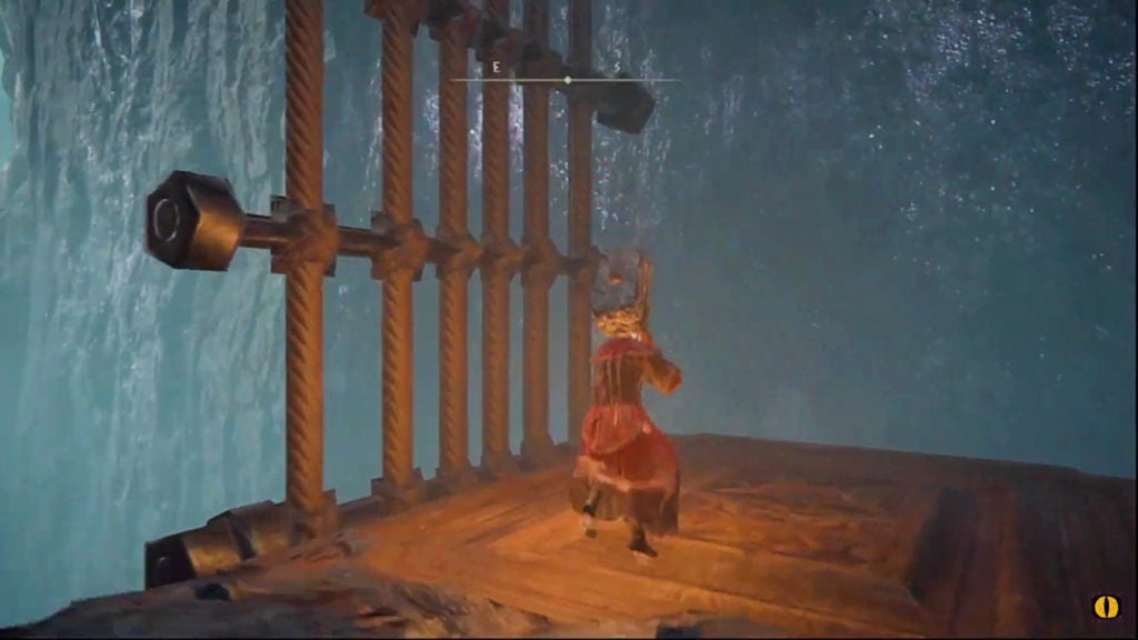 The player jumping onto a platform that's heading downwards.