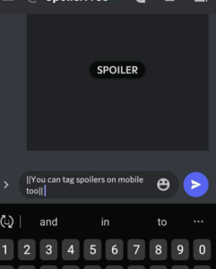 Using vertical bars to tag text as a spoiler on mobile.