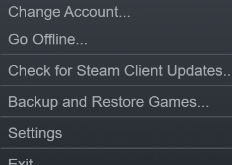 The drop down menu from the Steam App from the "Steam" option.