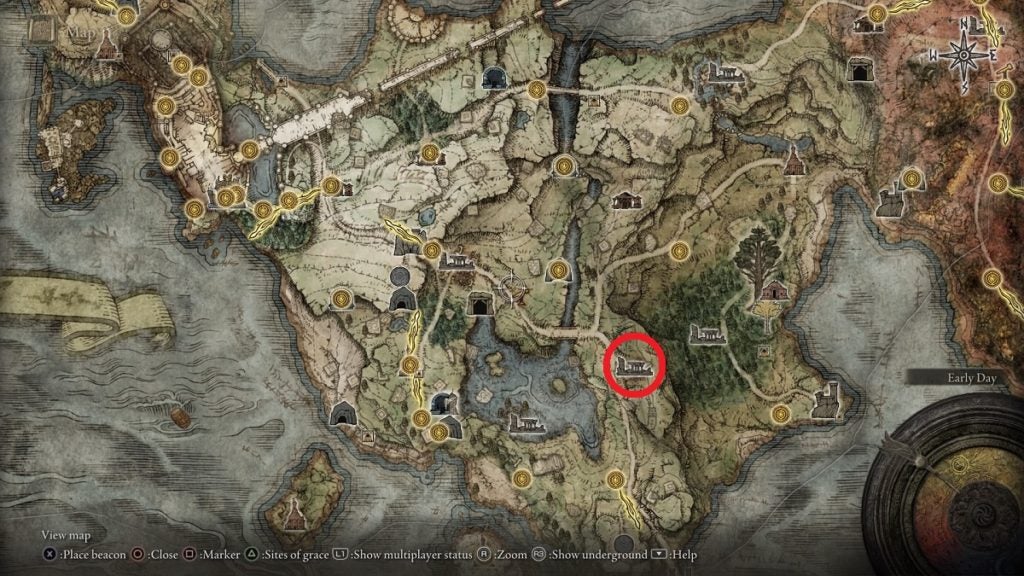 Waypoint Ruins marked on the map.