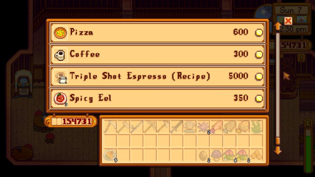 You can buy recipes at the Stardrop Saloon.