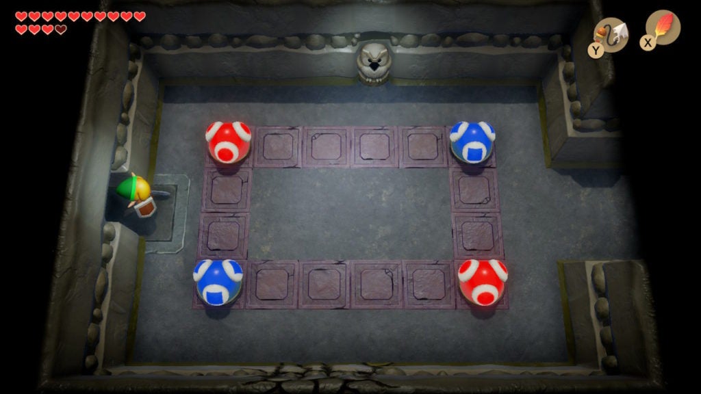 Link in a room with 4 color bulbs.