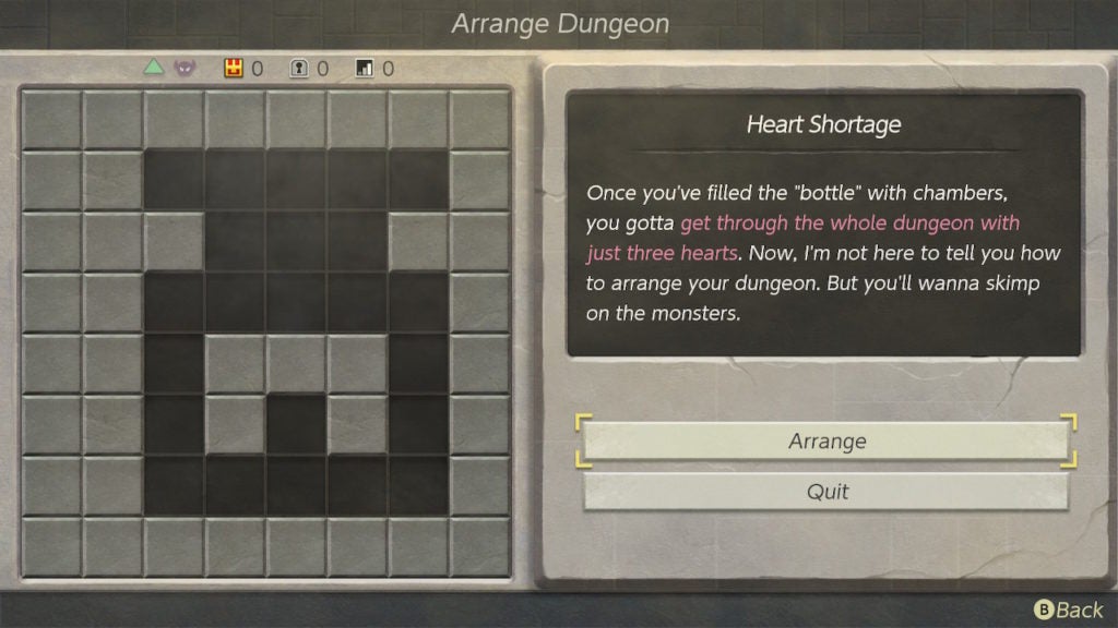 Dampé giving the player a hint on how to arrange the Heart Storage dungeon.