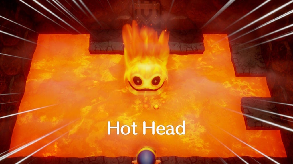 Hot Head, who is just a simple head coated in flames, in hovering over lava. Both the lava and Hothead are the same shade of orange.