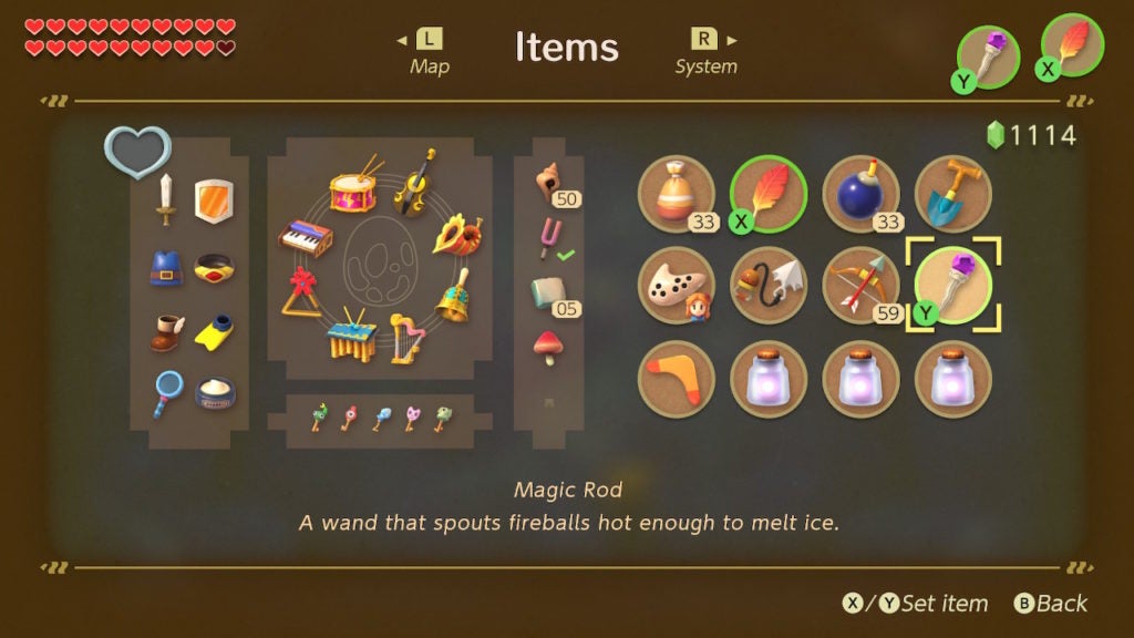 Looking at the Magic Rod in the items inventory screen