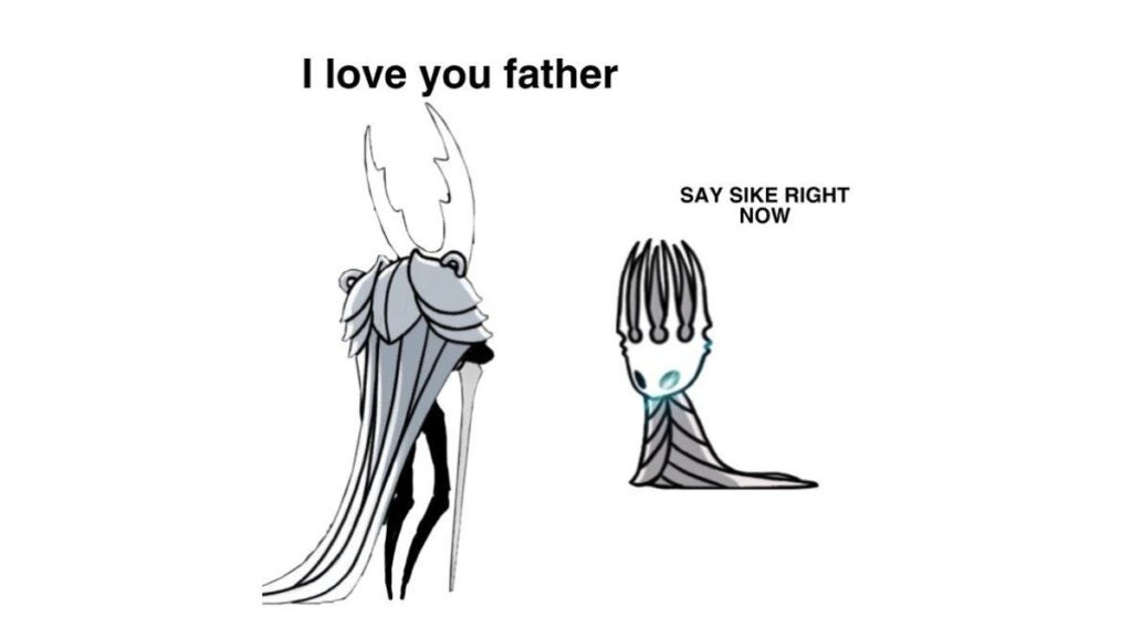 The Hollow Knight telling the Pale King he loves him.
