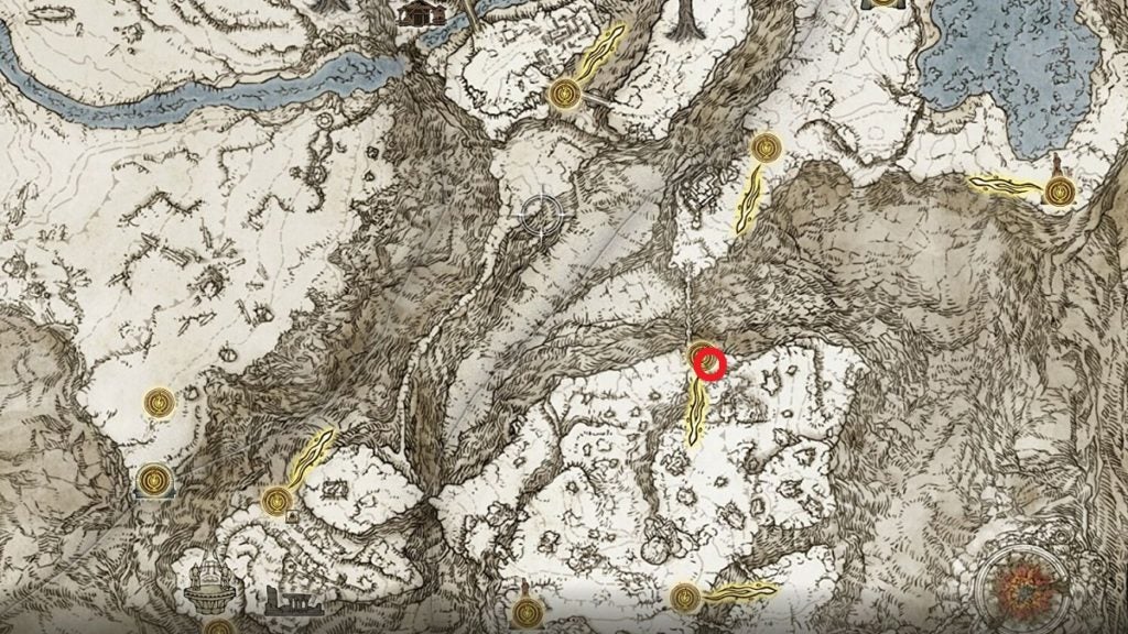 The location of the east Mountaintops of the Giants Map Fragments.