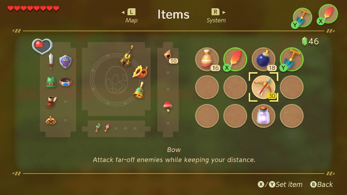 The item description of the Bow and Arrow Set saying its used to shoot far-away enemies.