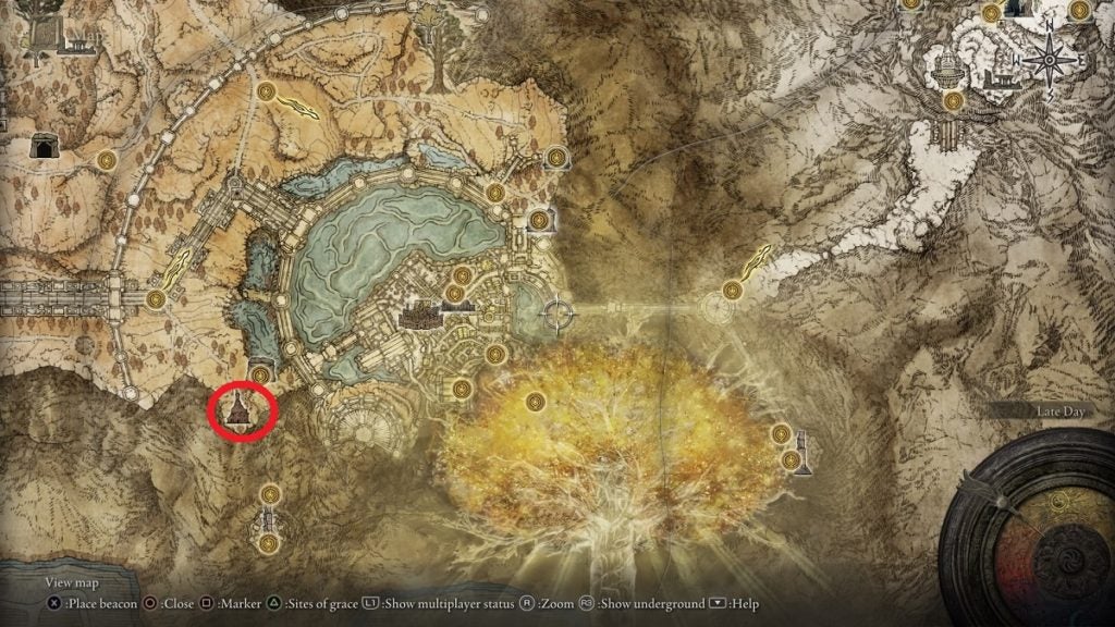 The location of the Golden Order Seal in Elden Ring.