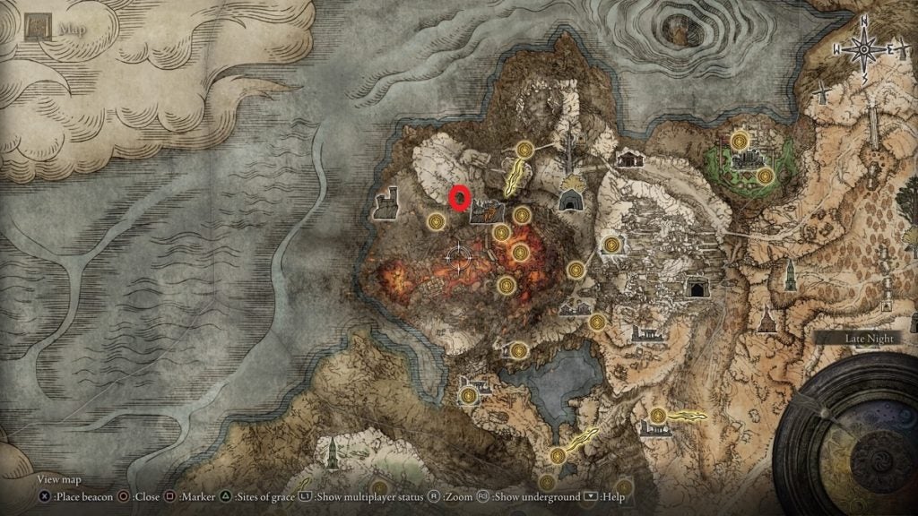 The location of the Map Fragment in Mt. Gelmir.