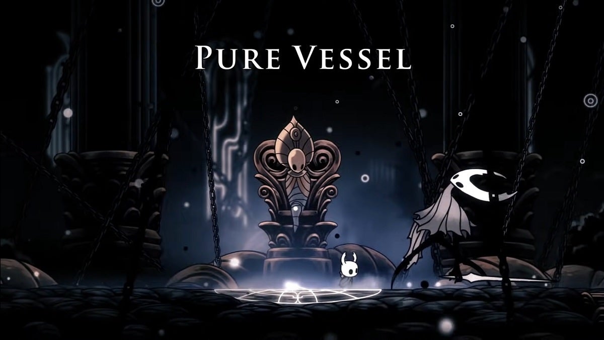The Pure Vessel boss fight from Hollow Knight.