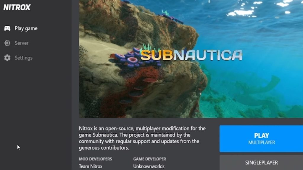 The Nitrox Launcher for Subnautica.