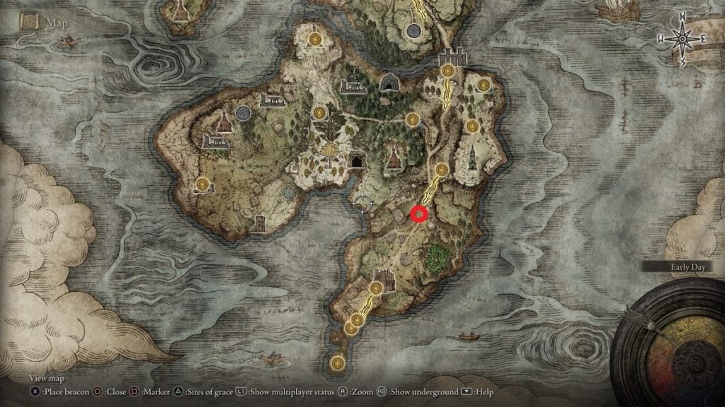 The location of the Map Fragment in Weeping Peninsula.