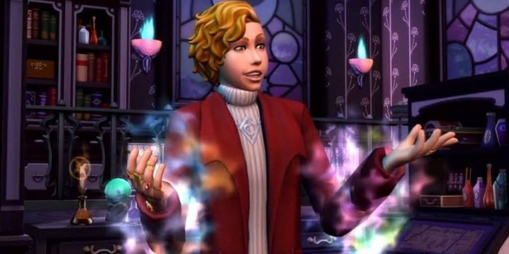 Spellcaster is using magic in The Sims 4.