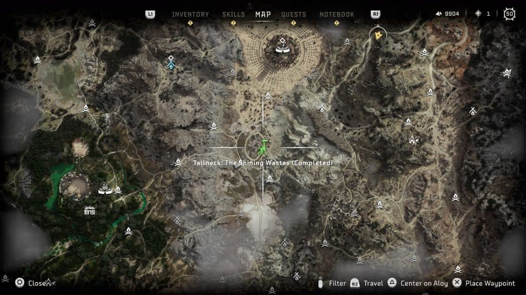 Tallneck The Shining Wastes shown on the map.