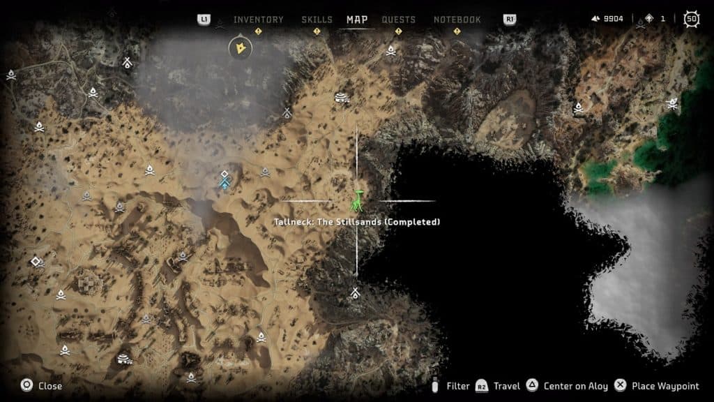 Tallneck The Stillsands shown on the map.