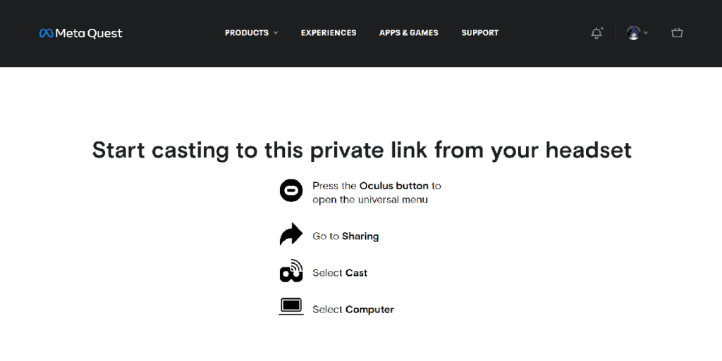 Casting page on the Oculus website.