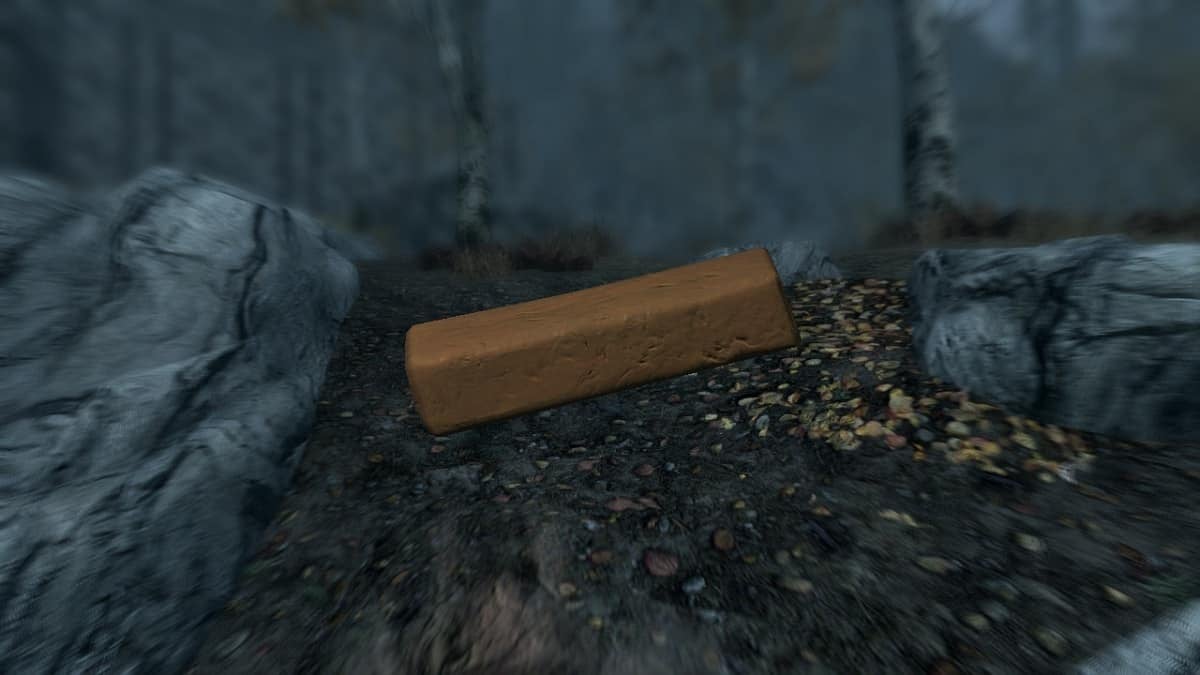 Close up on a block of Clay in Skyrim.