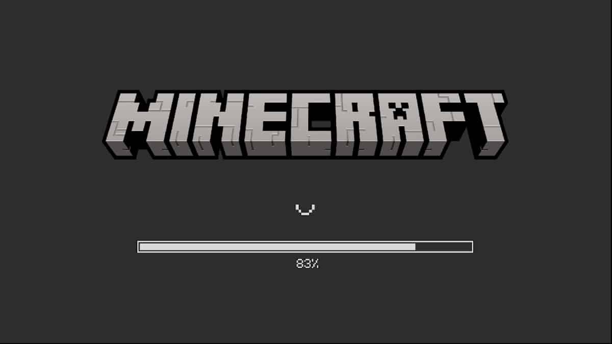 The loading screen in the Bedrock Edition of Minecraft.
