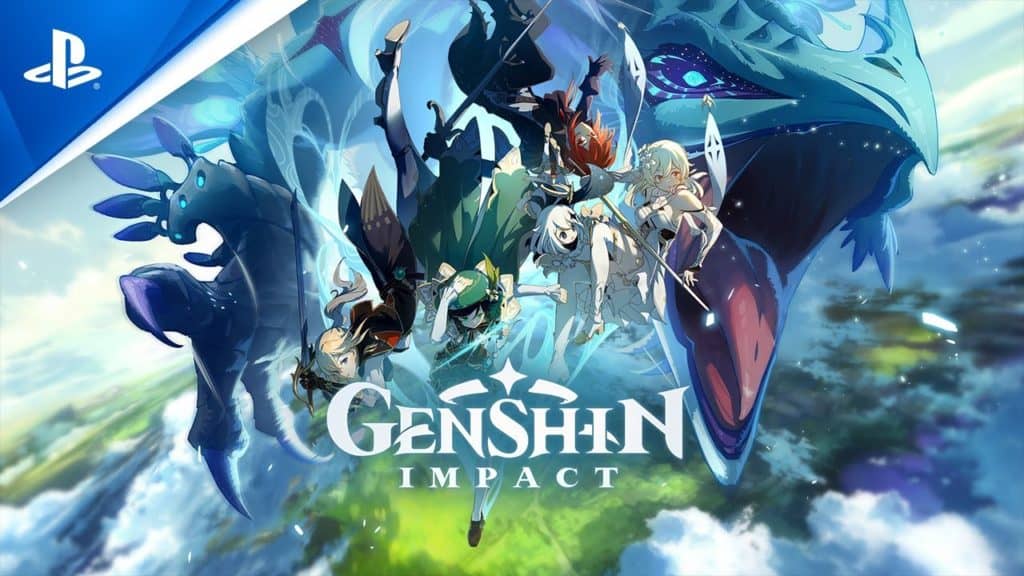 Genshin Impact cover photo featuring a collage of creatures and characters.