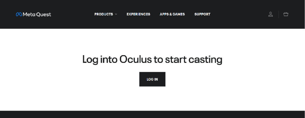 Login page on the Oculus website.