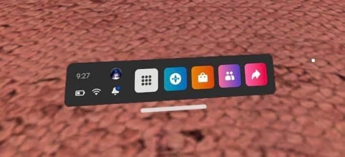 Oculus Quest 2 home menu screen.